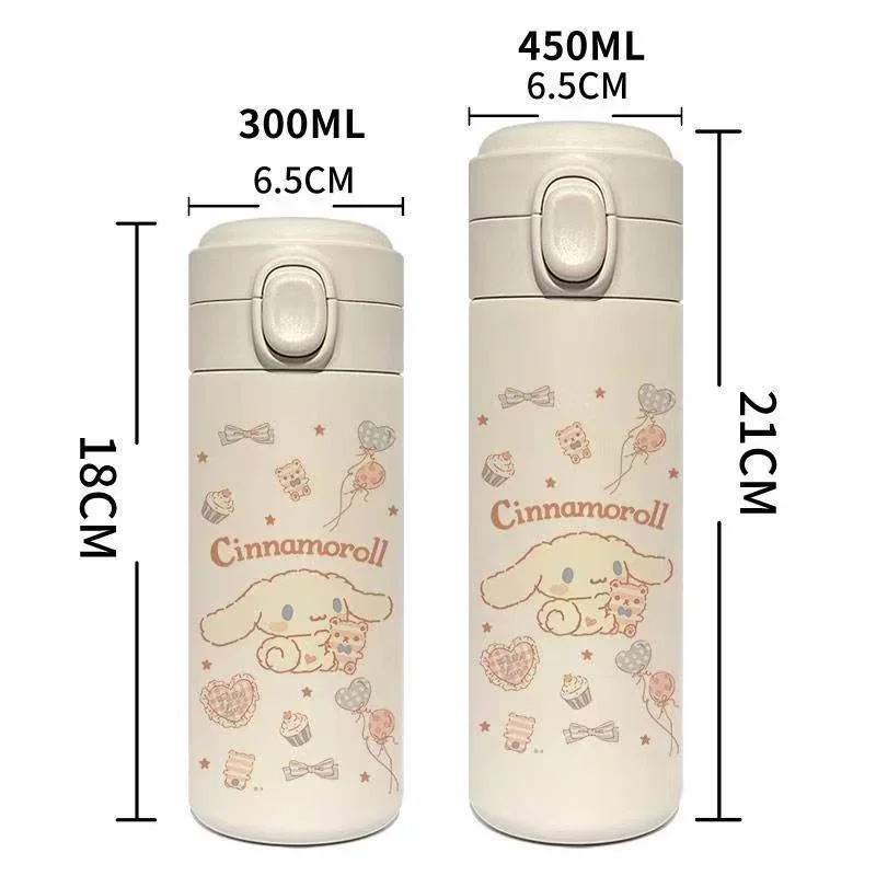 Sanurgente-Bouteille Isotherme en Acier Inoxydable pour Enfant, Thermos, 400ml, Kawaii, Cinnamoroll, Kuromi, Dessin Animé, Cadeaux