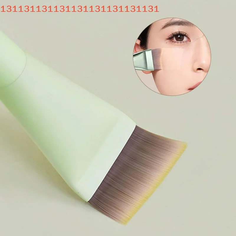 فرشاة كريم أساس هلال رفيعة للغاية، فرشاة كونتور للوجه خفيفة الوزن، فرشاة كونتور بمقبض أخضر، أداة كريم أساس مختلطة #2