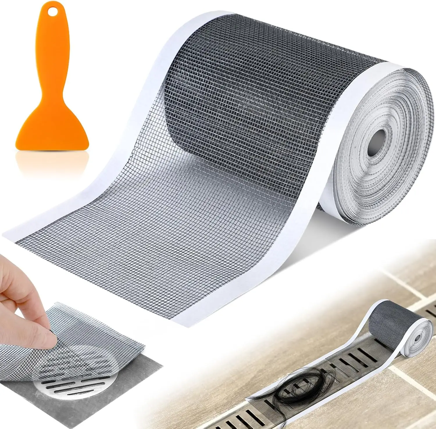 Dreno de chuveiro linear coletor de cabelo adesivo malha cortable chuveiro dreno capa adesivos para cozinha banheira