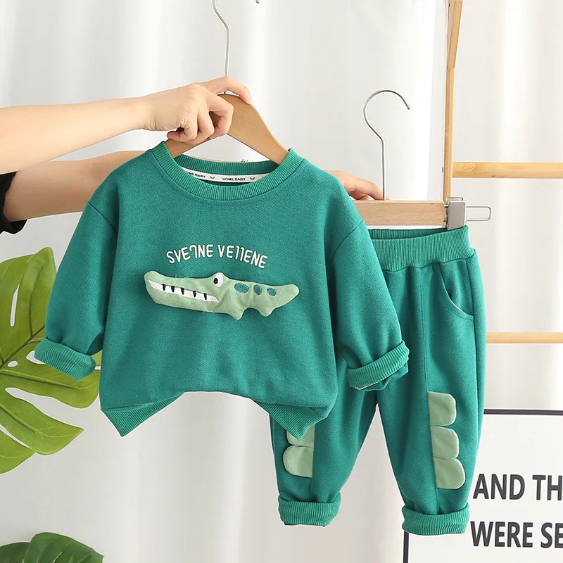 

Baby Set New Autumn Kid Boys Girls ThreeDimensional Cartoon Dinosaur Long Sleeved Long Pants Two Piece Set Children Clothing