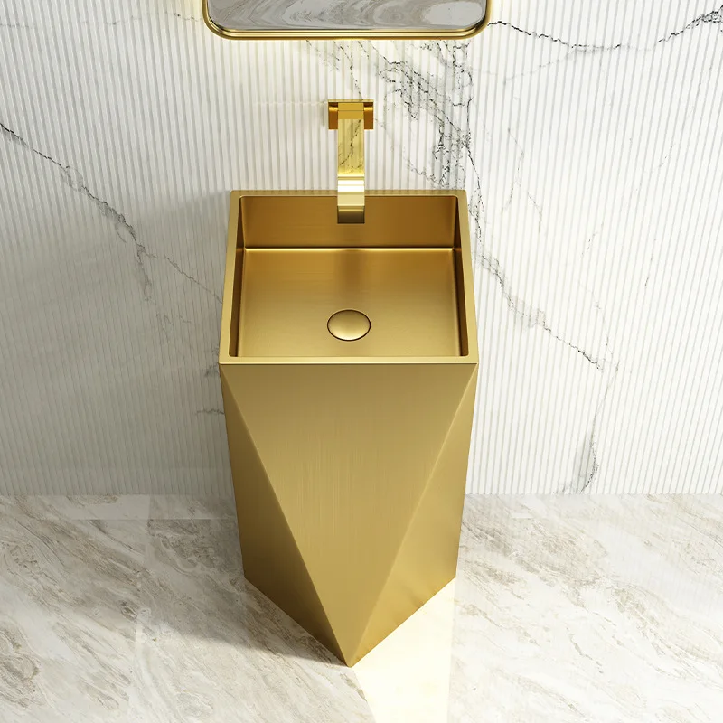 Popular design Artistic SUS304 Stainless steel 800*380mm Basin sink Floor standing Luxury Lavabo Wash basin Gold hand basin