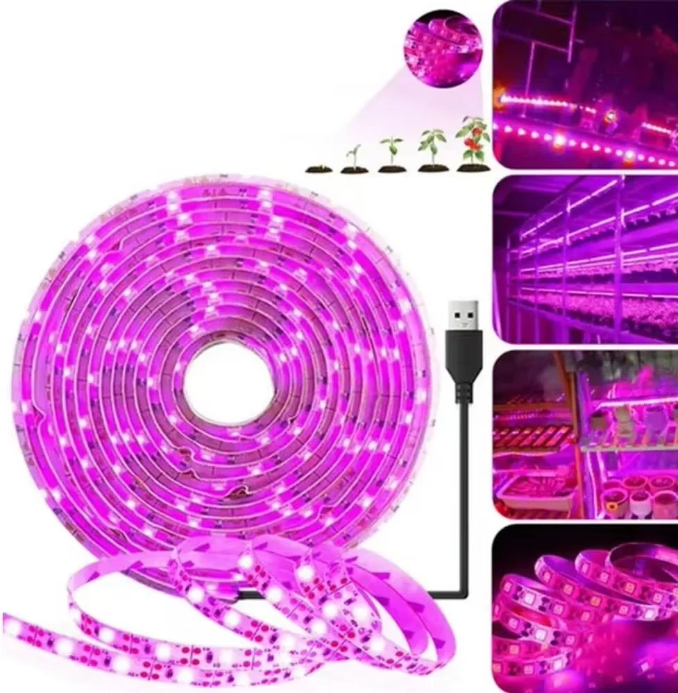 5V USB LED Plant Light Grow 1m 2m 3m LED Strip Full Spectrum Waterproof LED Chip For Greenhouse Flower Seedling Grow Tent Hydrop