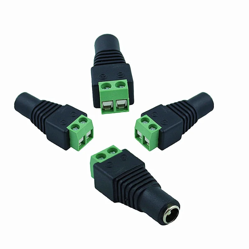 Enchufe de CC para cámara CCTV, Cable de alimentación de CC de 5,5mm X 2,1mm, conector hembra, adaptador Jack de 5,5X2,1mm a la conexión de tira de luz LED