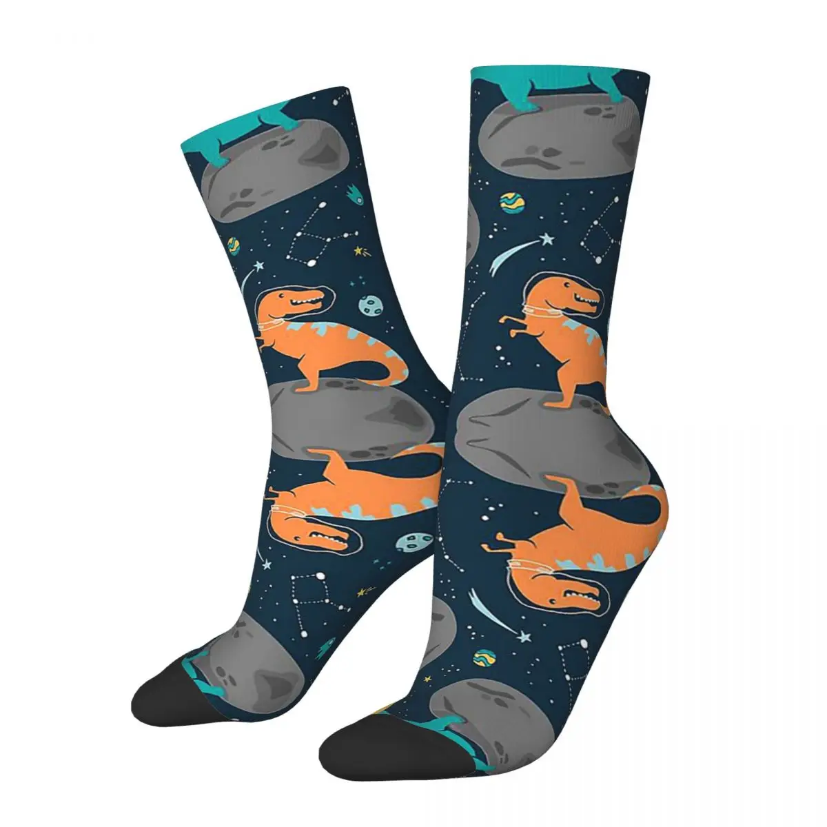 

Плавающие носки с динозаврами на астророиде, чулки в стиле Харадзюку, всесезонные длинные носки, аксессуары для мужчин и женщин, рождественские подарки