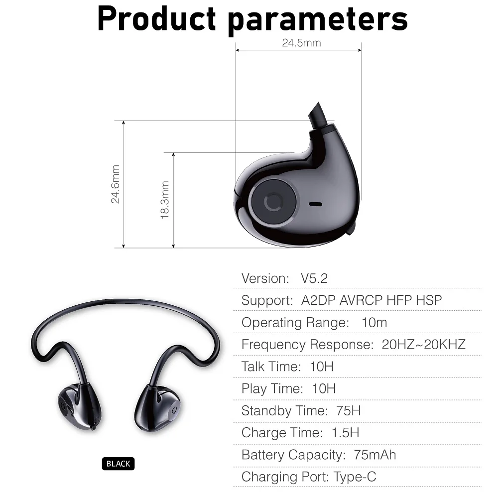 Waterproof Open-Air Blue Tooth 5.3 Earphone ENC Noise Canceling Headphones Wireless Headset Men Women Sport 360° Panoramic Audio