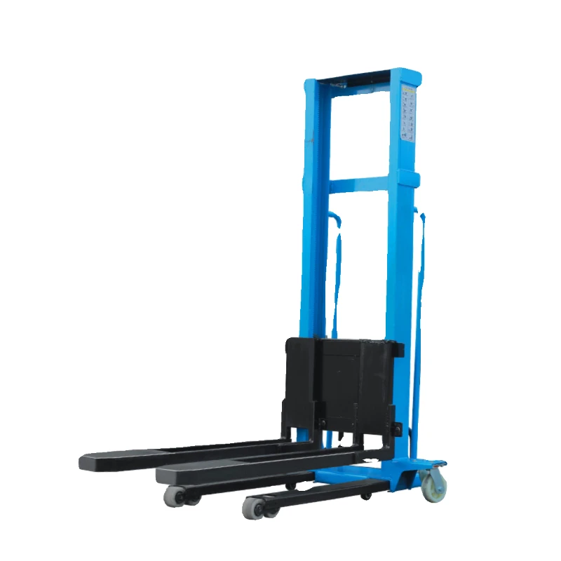 Electric portable truck-mounted forklift Small mobile stacker Manual hydraulic follow-up 1 ton hand lift