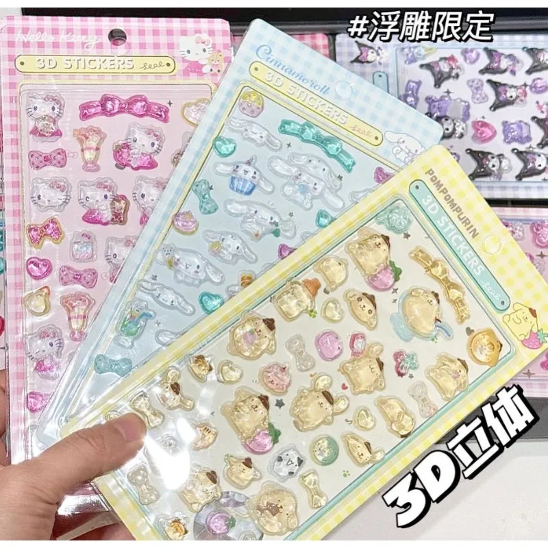 2025 Hot New Sanrio's  three-dimensional crystal stickers, featuring Melody Kitty and Cinnamon Dog, for decorating phone cases