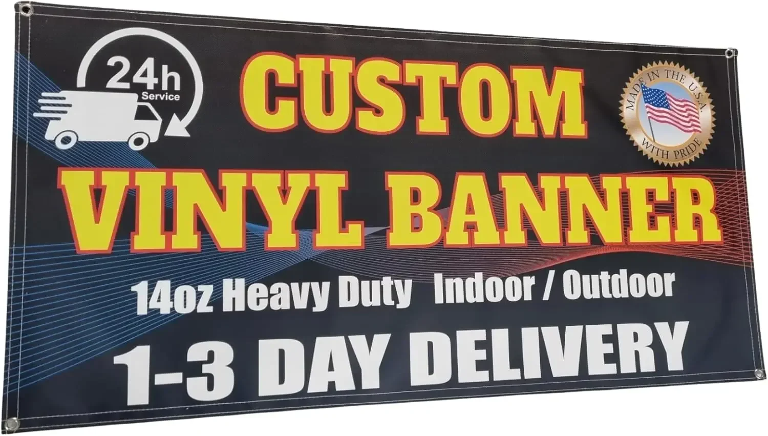 

Виниловый баннер на заказ, 14 унций, премиум-качество, полноцветная печать, для внутреннего и наружного использования, прочный, дизайн онлайн или печать вашего дизайна.