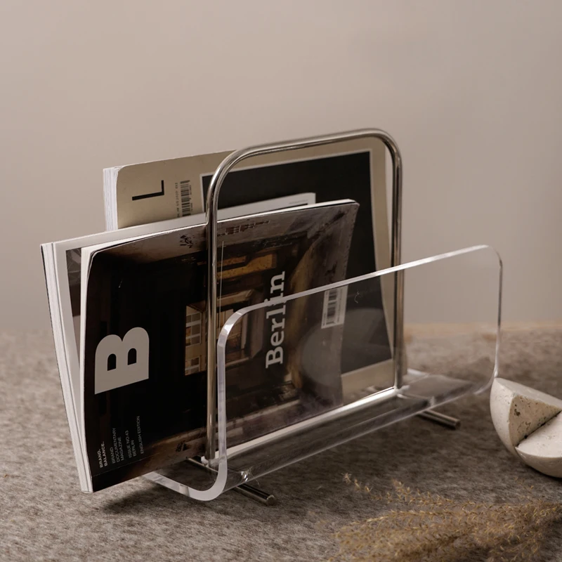 

Acrylic magazine rack, newspaper ceiling, modern living room decoration home gadgets shelves desk Desktop storage accessories