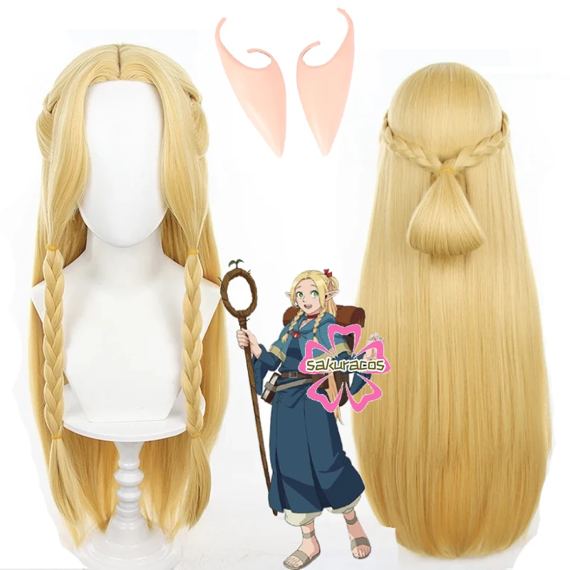 

Marcille Donato Wig Anime Delicious in Dungeon Cosplay Long Braided Blonde Wigs Heat Resistant Wigs Halloween Costume Prop Ears