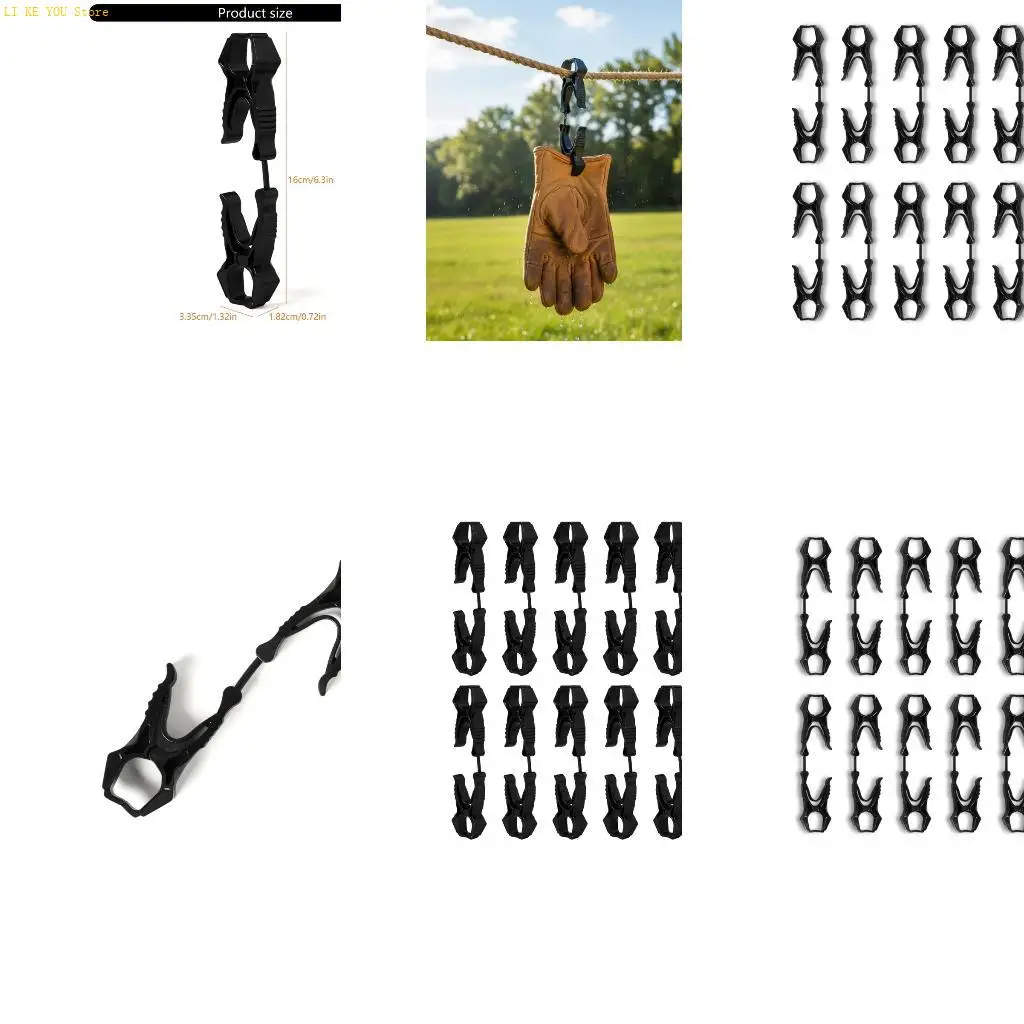 

W3JE 12Pcs Outdoor Camping Hiking Portable Plastic Gloves Clip Plastic Hanging