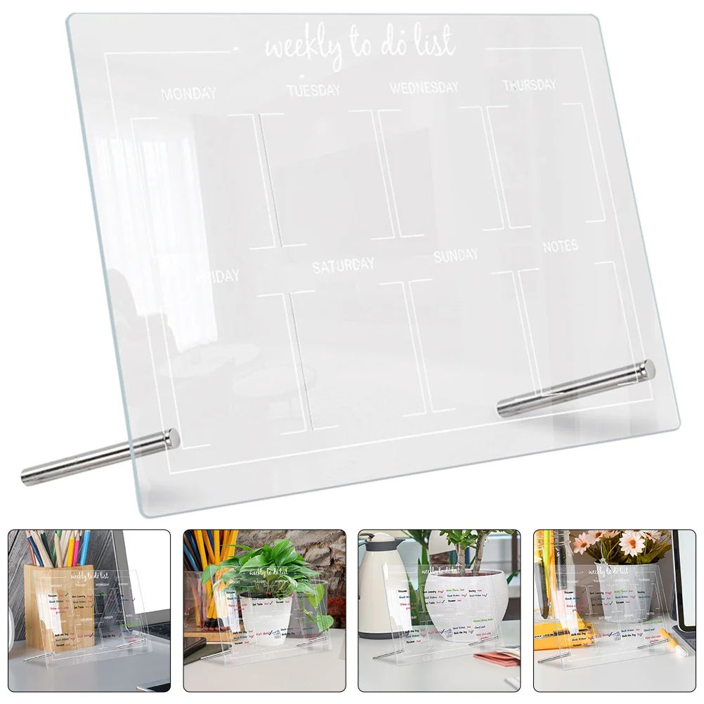 

1 Set Acrylic Memo Transparent Message Writing For Home Office School Multi-Function Desktop Note With Pen Household Supply