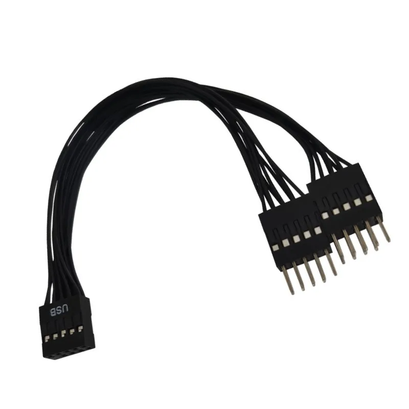 1 komputer stancjonarny płyta główna przedłużacz USB 9 Pin 1 żeński do 2 męski Splitter Audio przedłużacz HD do komputera DIY 17cm