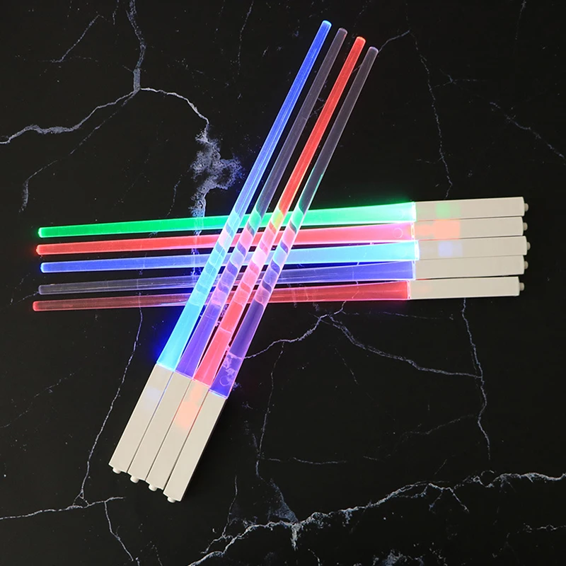 1 Pair LED Lightsaber Chopsticks Luminous Reusable Kitchen Light Up LED Chopstick Glowing BPA Free Food Safe Chopsticks