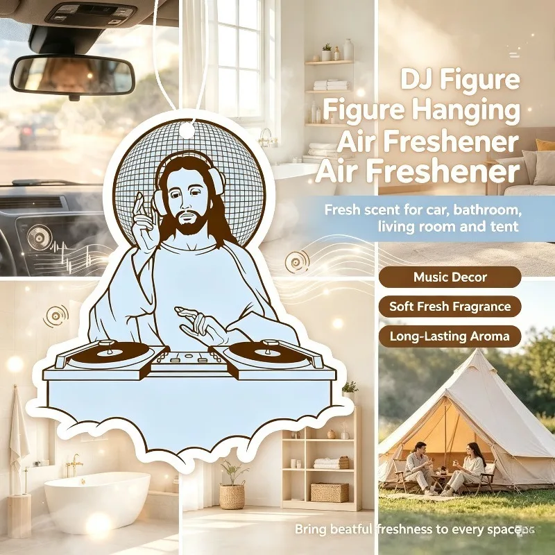Car Air Freshener Funny DJ Character With Turntable Hanging Scent Card for Car Interior Decor Rearview Mirror Ornament Gift