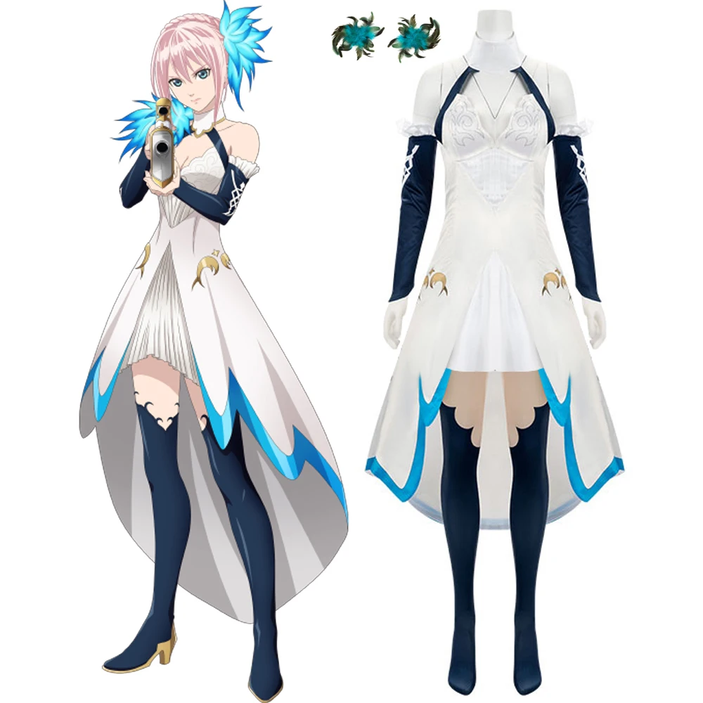 

Tales of Arise Shionne Blue Edition Cosplay Costume Female Sexy Halter Neck Strapless Dress Game Suit Halloween Party Suit