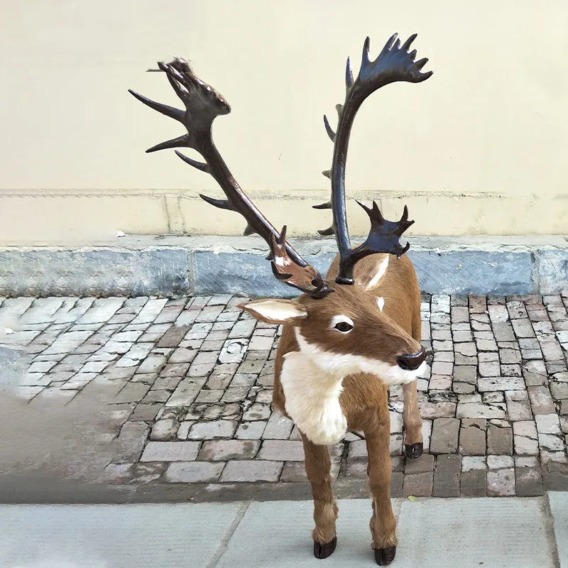 Simulation Reindeer Model Elk Christmas Decoration Animal Decoration Fur Crafts Props Museum Display Specimen Xmas Deer