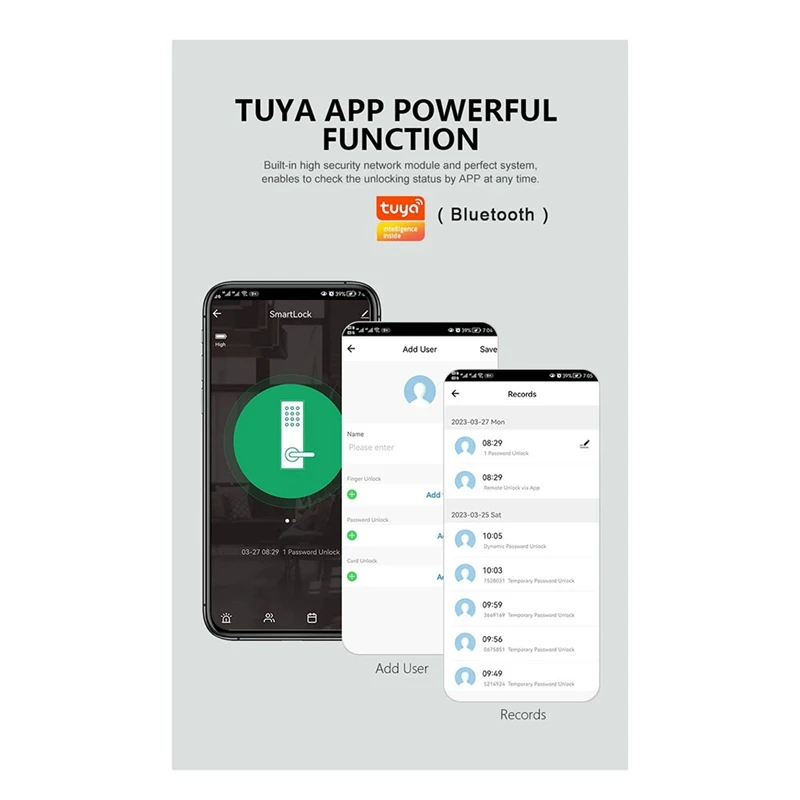 

Tuya Smartlife APP Smart Fingerprint Password RFID IC Card Single Latch Lock Dead Bolt For Indoor Home Door(A) Durable