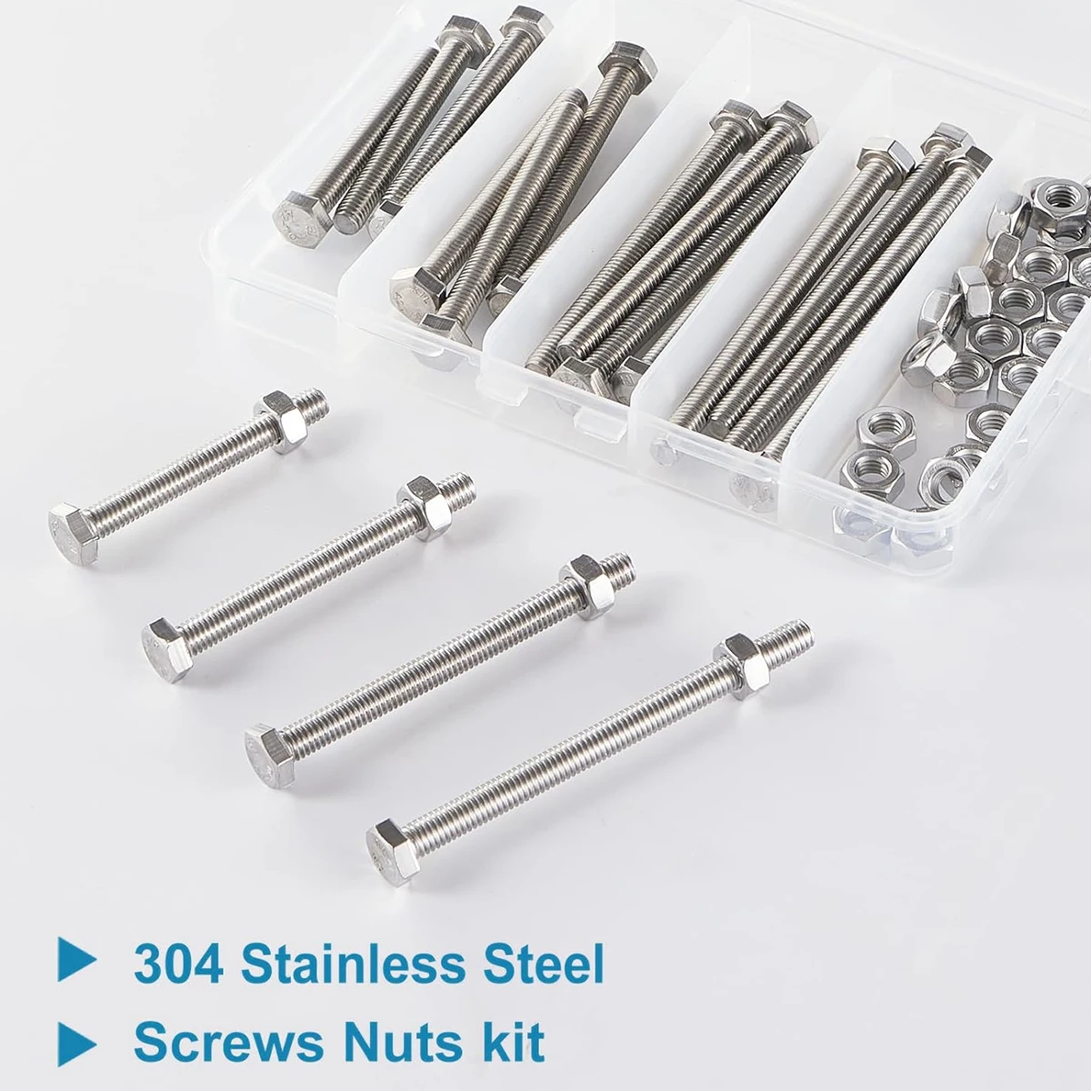50 قطعة 304 الفولاذ المقاوم للصدأ M6x50/60/70/80 مللي متر عرافة رئيس الترباس والجوز ، عرافة مسمار لولبي الرأس