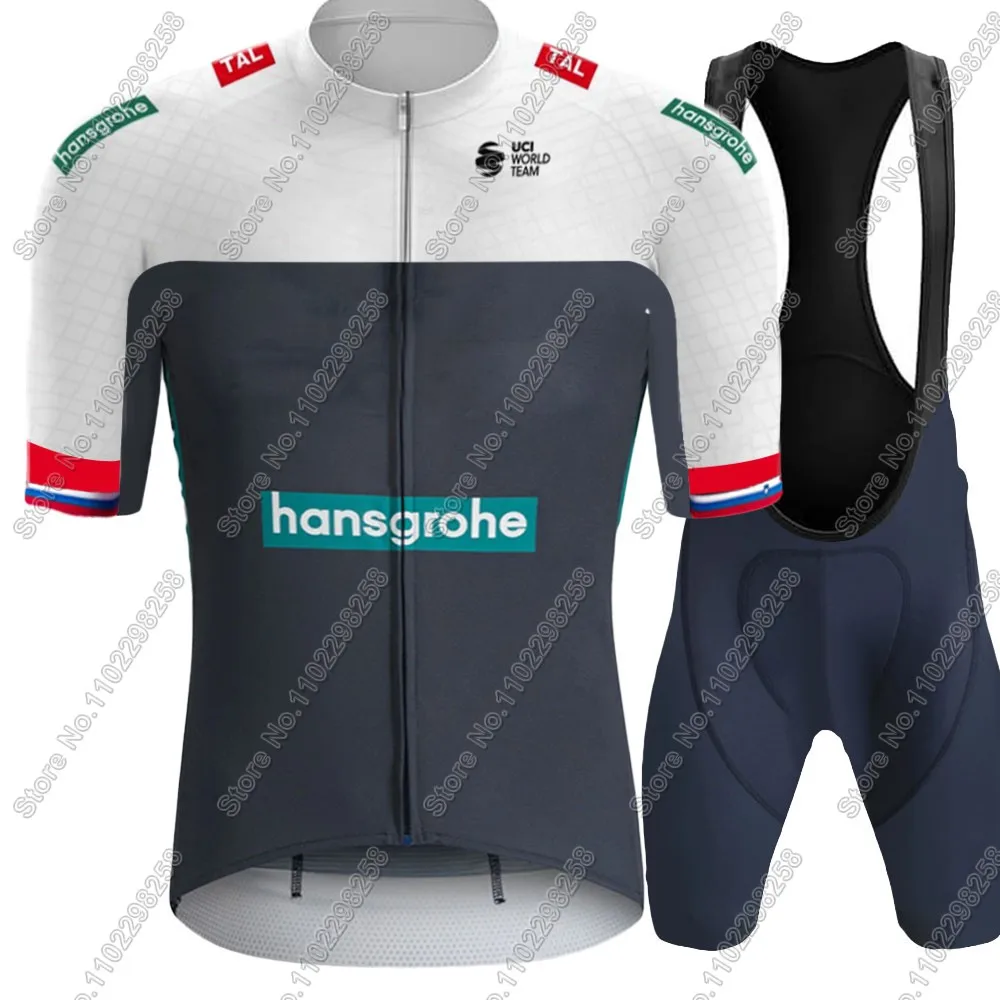 2025 White Hansgrohe Team Cycling Jersey Set Slovenia Primoz Roglic Cycling Clothing Men Road Bike Shirts Suit Bicycle Shorts