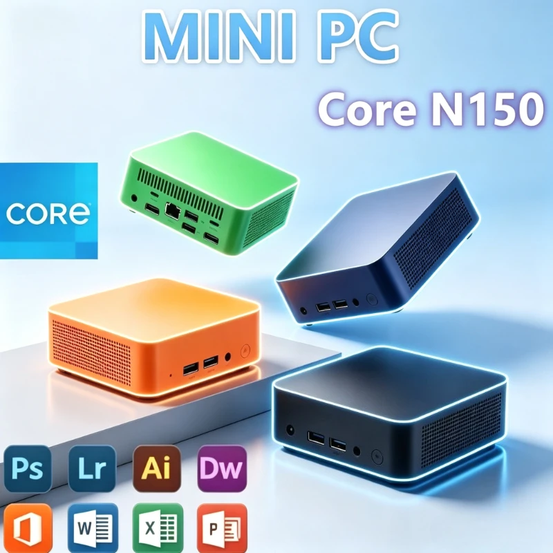 Slim Compact Mini PC Intel Core N150 Small Pocket Computer 16GB RAM 1/2TB SSD WIFI6 BT5.2 4K Desktop PC Gaming Computer
