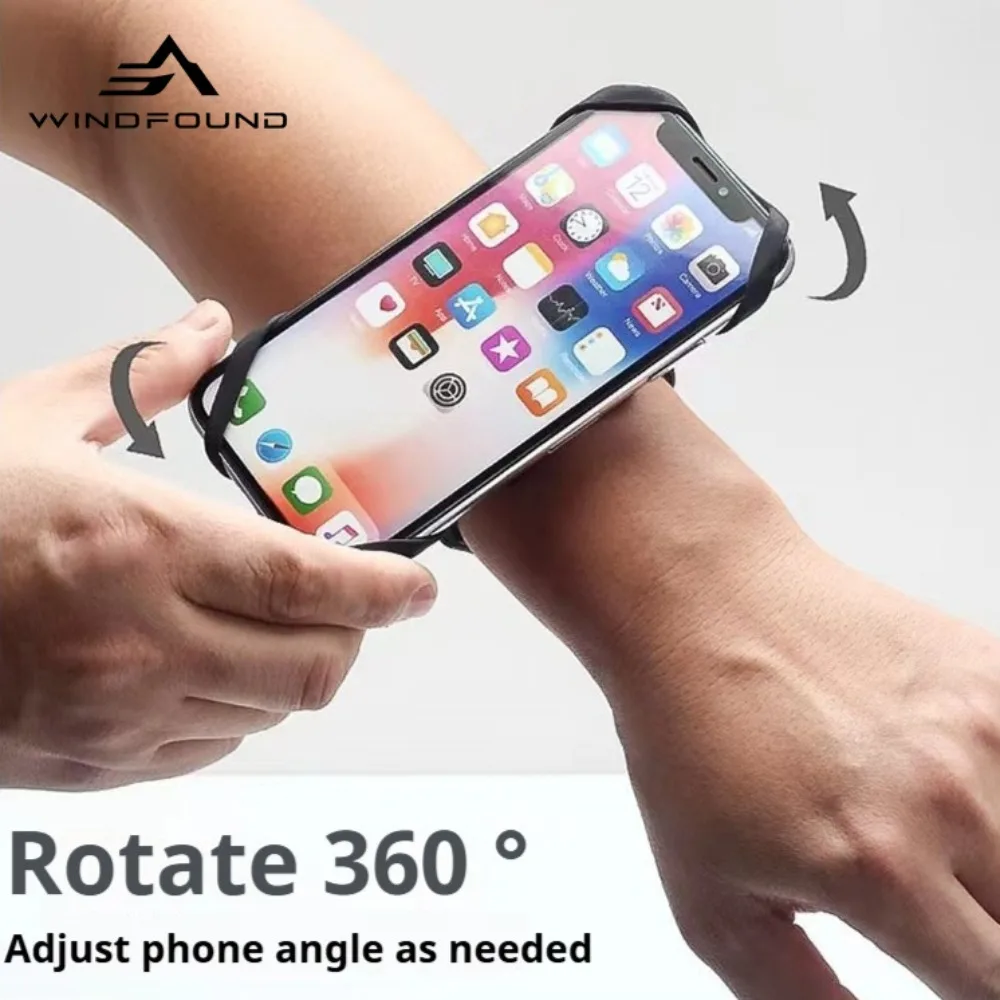 Rotating Waterproof Wristband Phone Holder for Outdoor Sports Silicone Sports Armband Phone Mount Wrist-Mounted Phone Holder