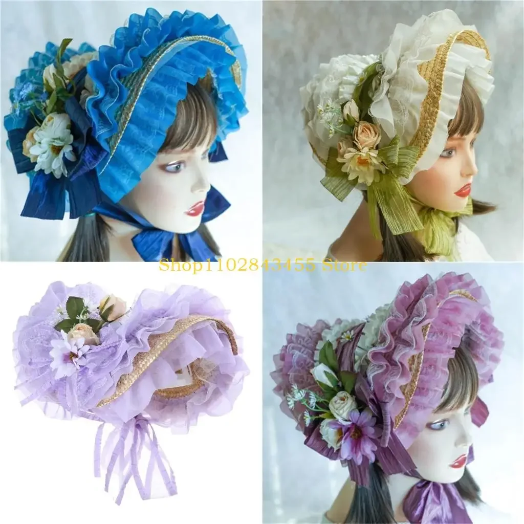 49mc-straw-hat-with-ribbon-french-hat-summer-sunscreen-handmade-tea-party-outdoor-activities-for-ladies