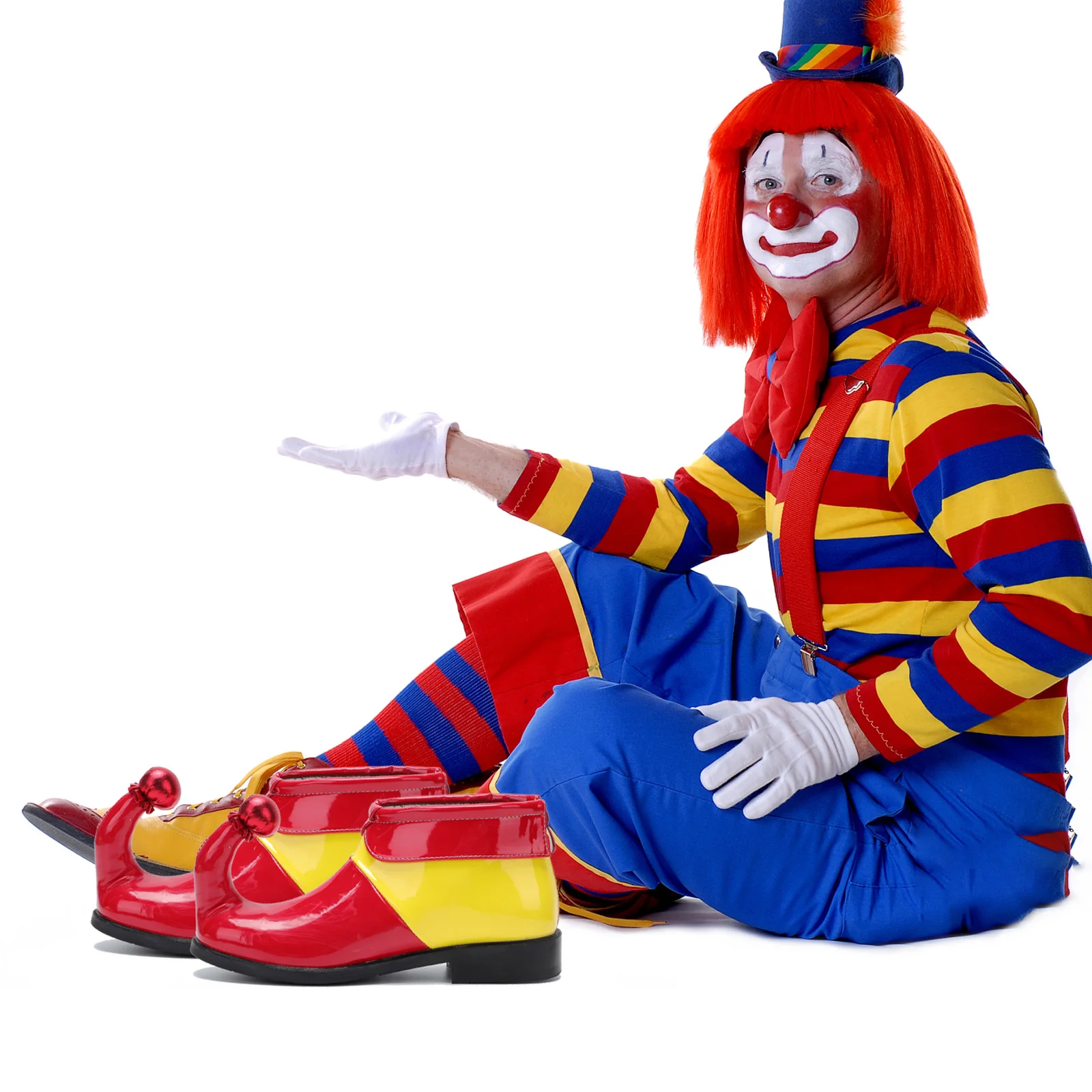 

Horn Shoes Size 44 Red Yellow PU Clown Costume Accessory Funny Halloween Carnival Party Prop Shoe for Men Women Cosplay