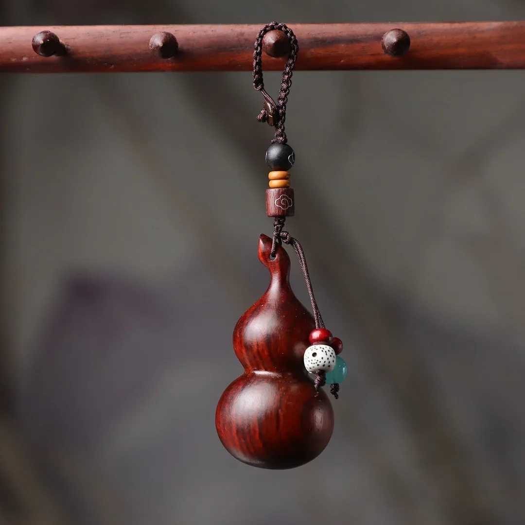 Feng Shui Gourd Keychain Wood Wu Lou Good Key Ring Luck Charms image 4