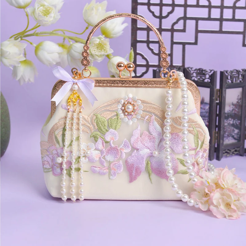 Chinese Style Embroidery Floral Messenger Bag Hanfu Cheongsam Vintage Shoulder Bag Cosplay Princess Handbag Gift Purse Wallet