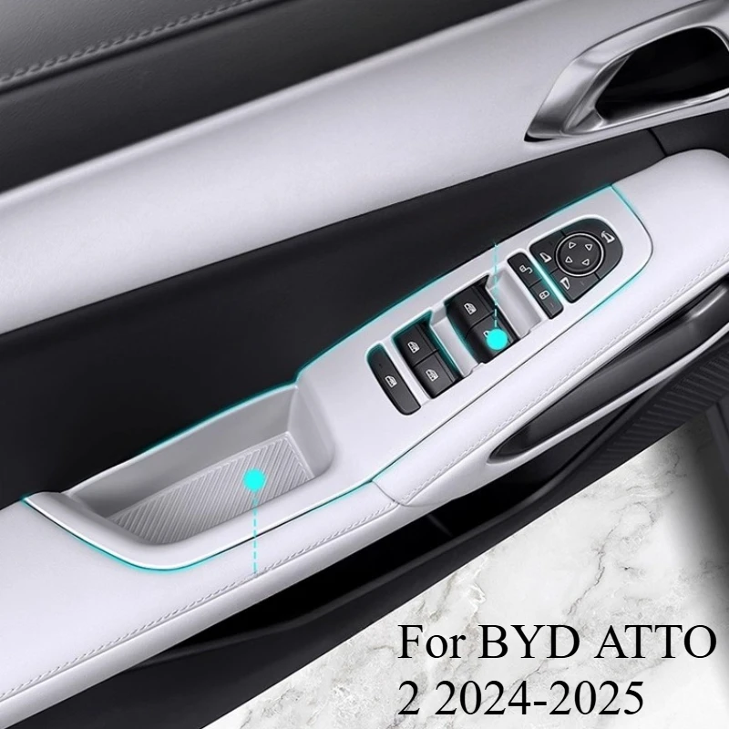 

Для BYD YUAN PRO ATTO 2 2024-2025 дверная кнопка подъема панель силиконовая внутренняя модификация панель защитные наклейки комплекты кузова
