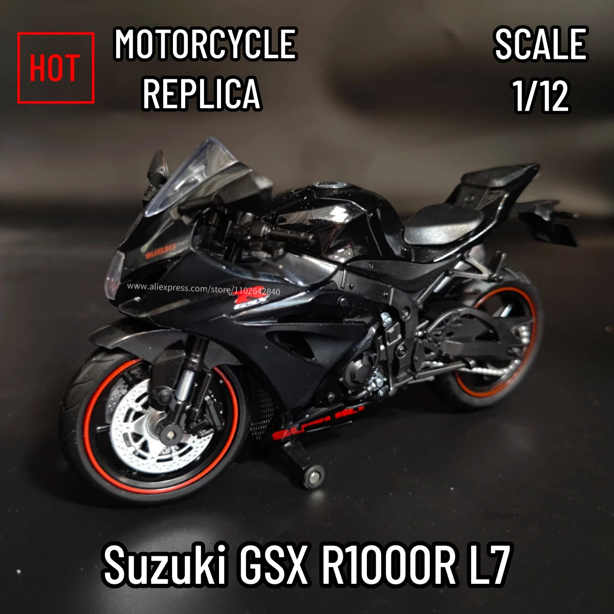 

1:12 Suzuki GSX R1000R L7 Replica Motorcycle Bike Model Souvenir Collectible Mini Moto Diecast Home Office Vehicle Toy