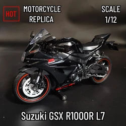 1:12 스즈키 GSX R1000R L7 복제 오토바이 자전거 모델, 수집용 기념품, 미니 모토 다이캐스트, 홈 오피스 차량 장난감