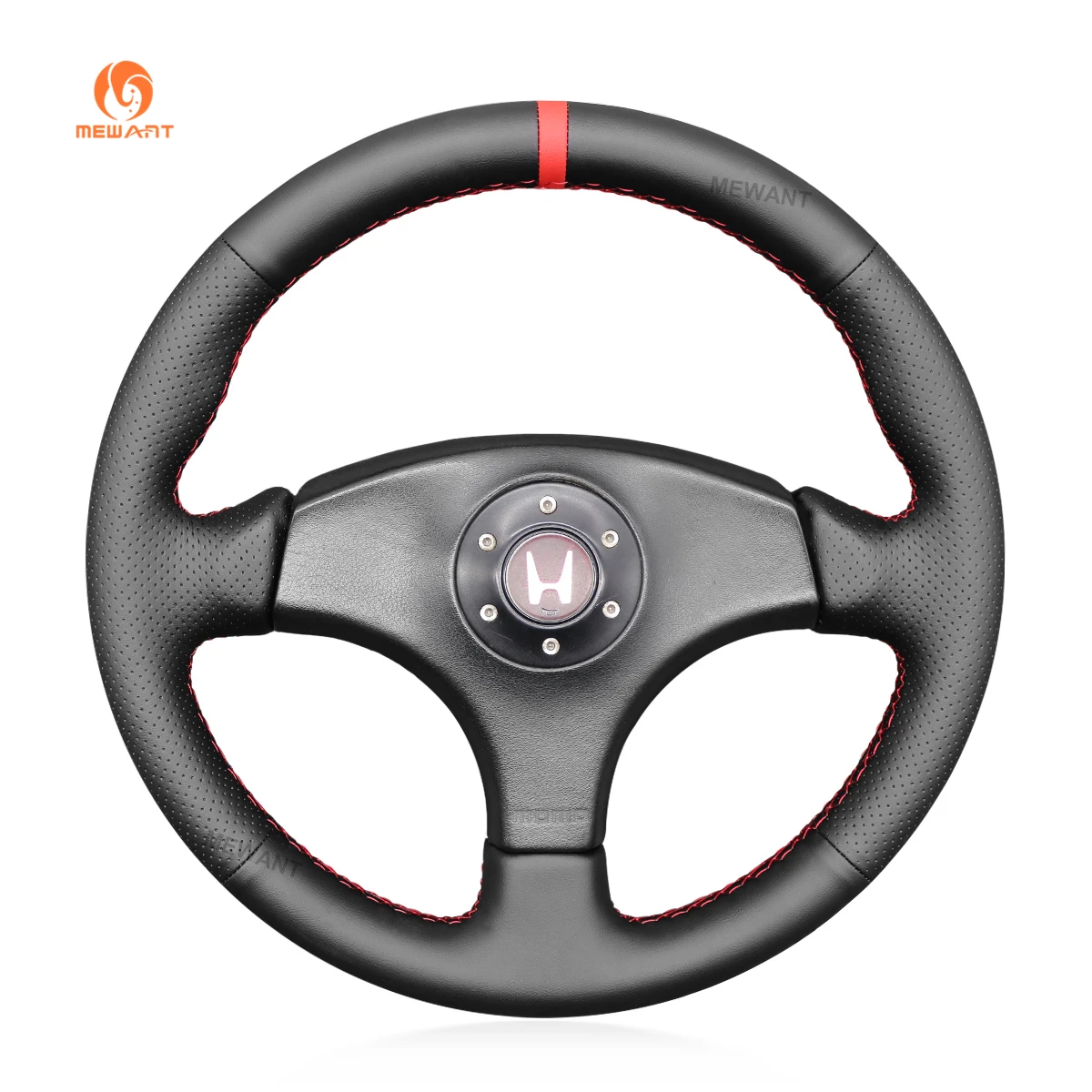 

MEWANT Black Genuine Leather Car Steering Wheel Cover for Honda Integra Type R 1994-2001