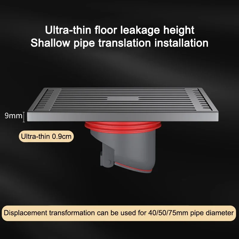 Ultra-thin Floor Drain Stainless Steel Floor Drain Deodorant Bathroom Floor Drains Large Displacement Drainage for Shower