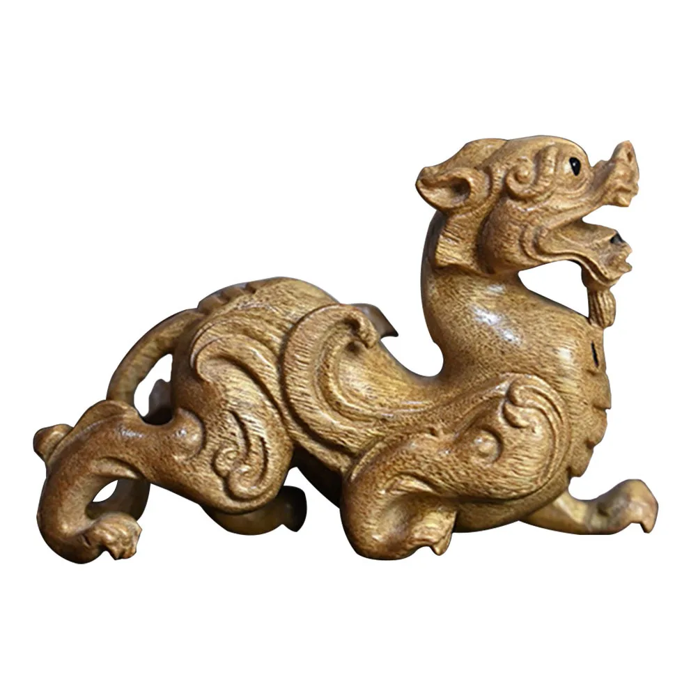 

Wooden Pixiu Sculpture Fine Surface Treatment Use Home Office Desktop Decor Bring Happy Artistic Breath
