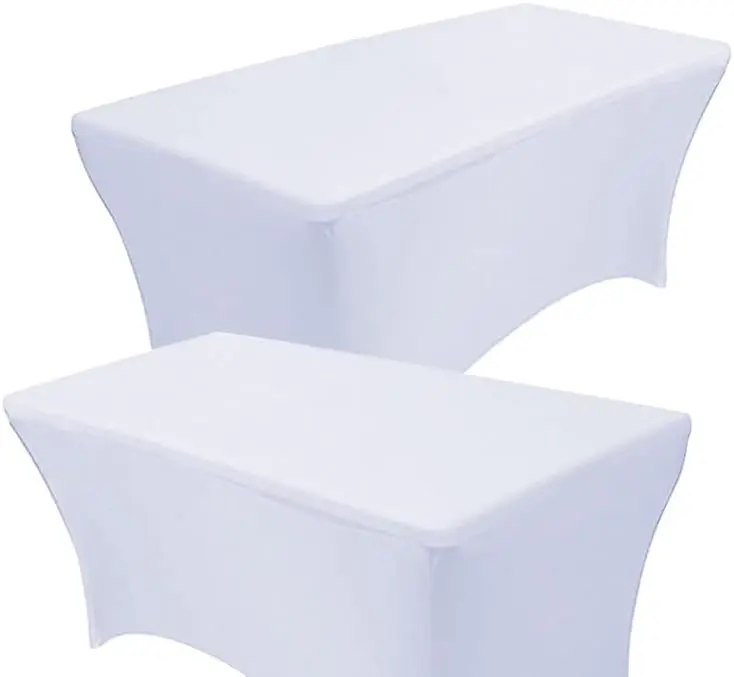

2 Pa 6Ft Rectangular Spandex Table Cover Four-Way Tight Fitted Stretch Tablecloth Table Cloth For Outdoor Party Dj Tradeshow