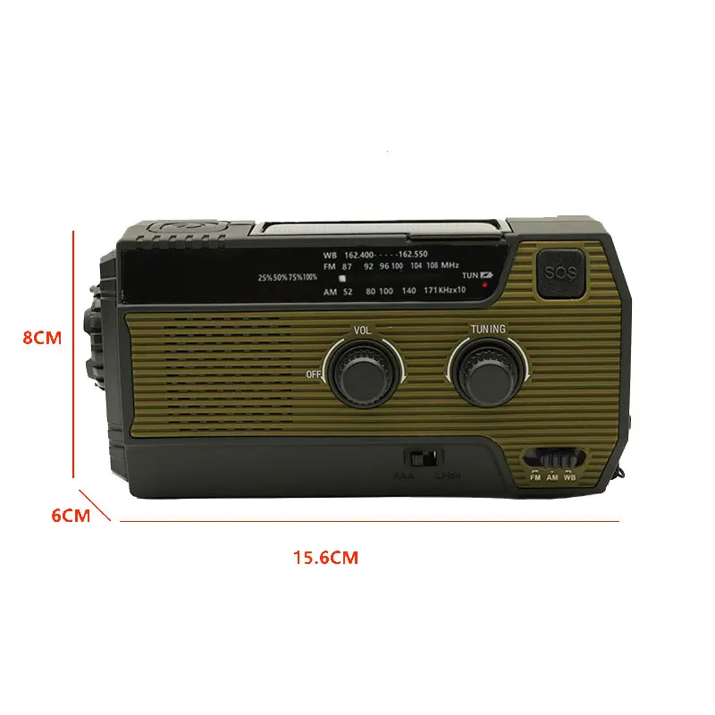 Radio de emergencia portátil, manivela Solar de 4000mAh, cargador de teléfono móvil, Radios AM/FM, linterna LED, luz nocturna para interiores y exteriores