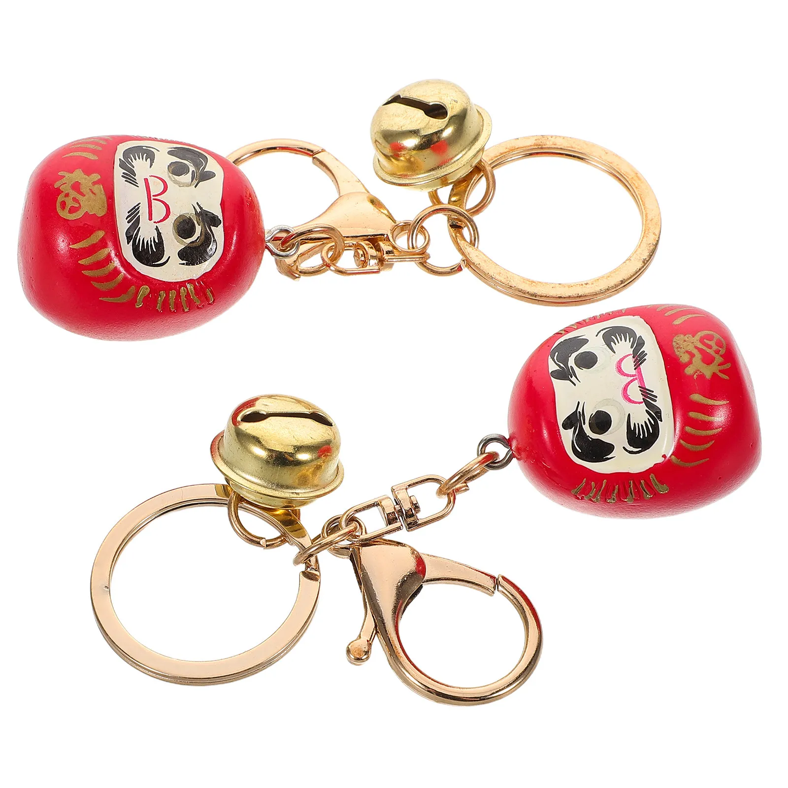 Daruma Keychain Set – 2pcs Vibrant Red Japanese Lucky Charm, Lightweight Travel Souvenir for Purse, Bag & Keys