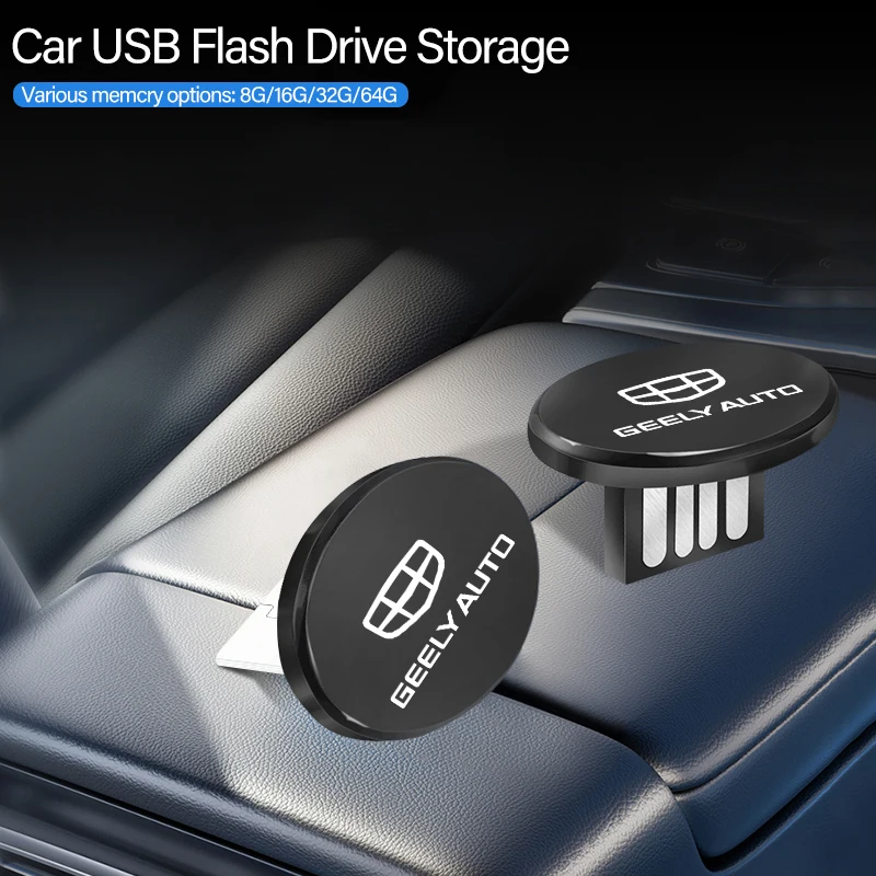 Car Logo Tiny U Disk Flash Drive Universal USB Type-C Accessories For Geely Coolray Geometry C GX3 Emgrand EC7 LC Panda X7 CK MK