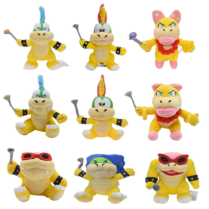 Cartoon Super Mario Bros Larry Plush Toys sitting standing Wendy Lemmy Roy Bowser Son Classic Role Anime Stuffed Dolls