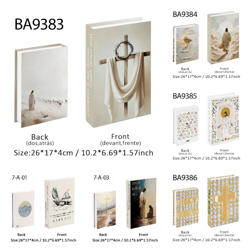 يسوع الصليب الفاخرة وهمية كتاب صندوق تخزين المسيحية الكتب الزخرفية الكتاب المقدس طاولة القهوة كتب الله عيد الفصح يوهوا ديكور المنزل