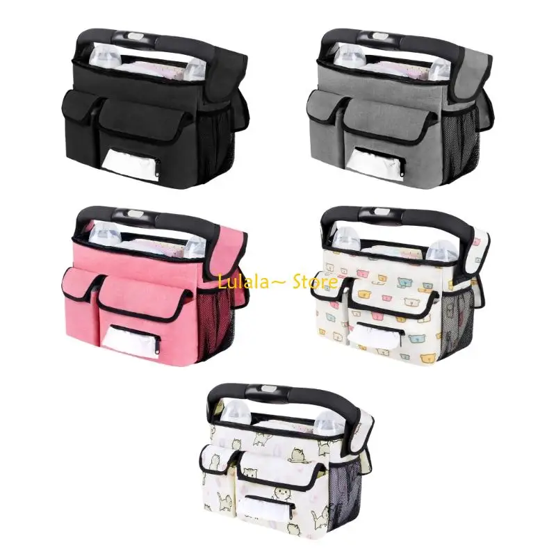 

Y4QA Oxford Fabric Strollers Bag Multiple Pocket Adjustable Shoulder Straps
