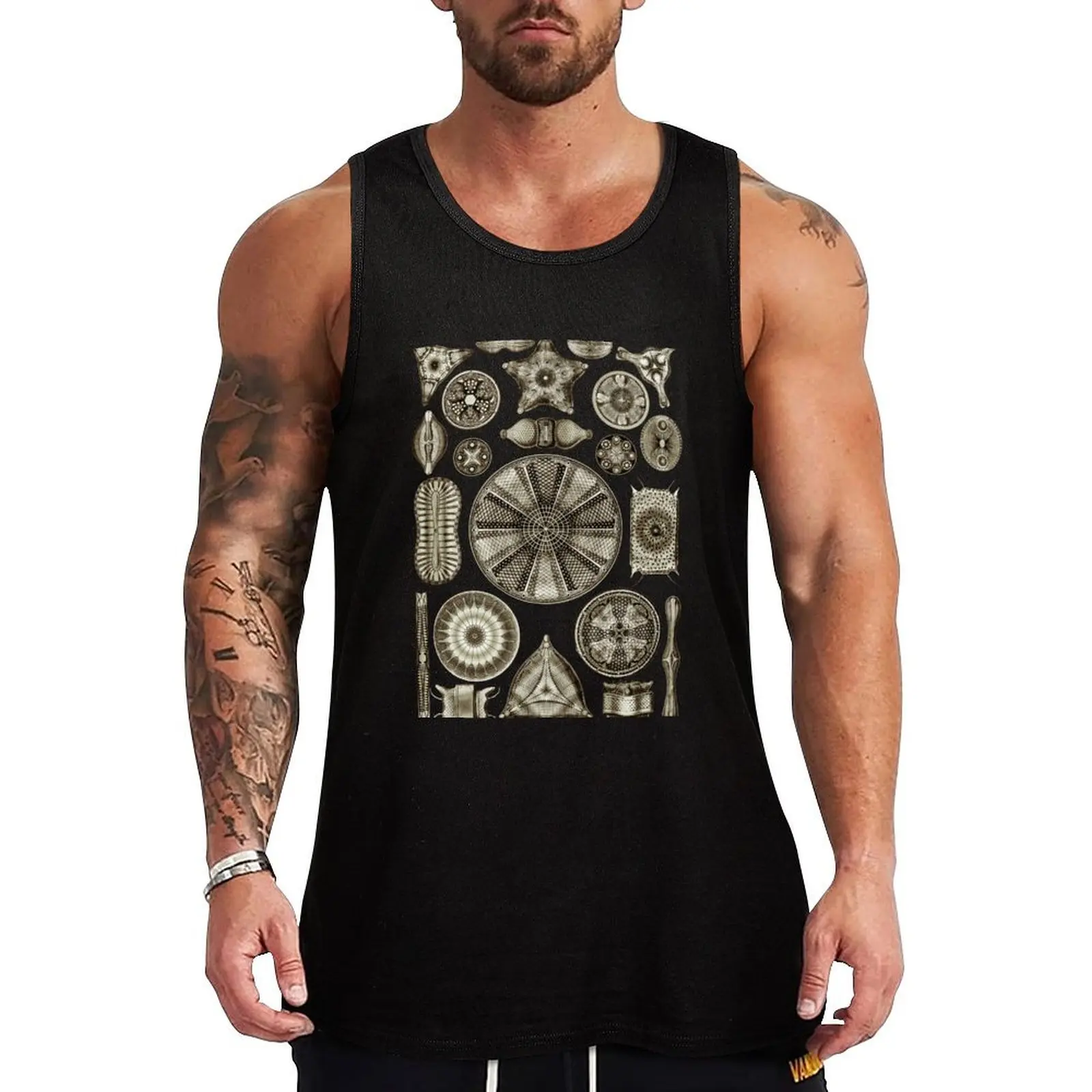 Ernst Haeckel Diatoms Vintage Brown Tank Top Man sleeveless shirt Vests Bodybuilding shirt cute tops