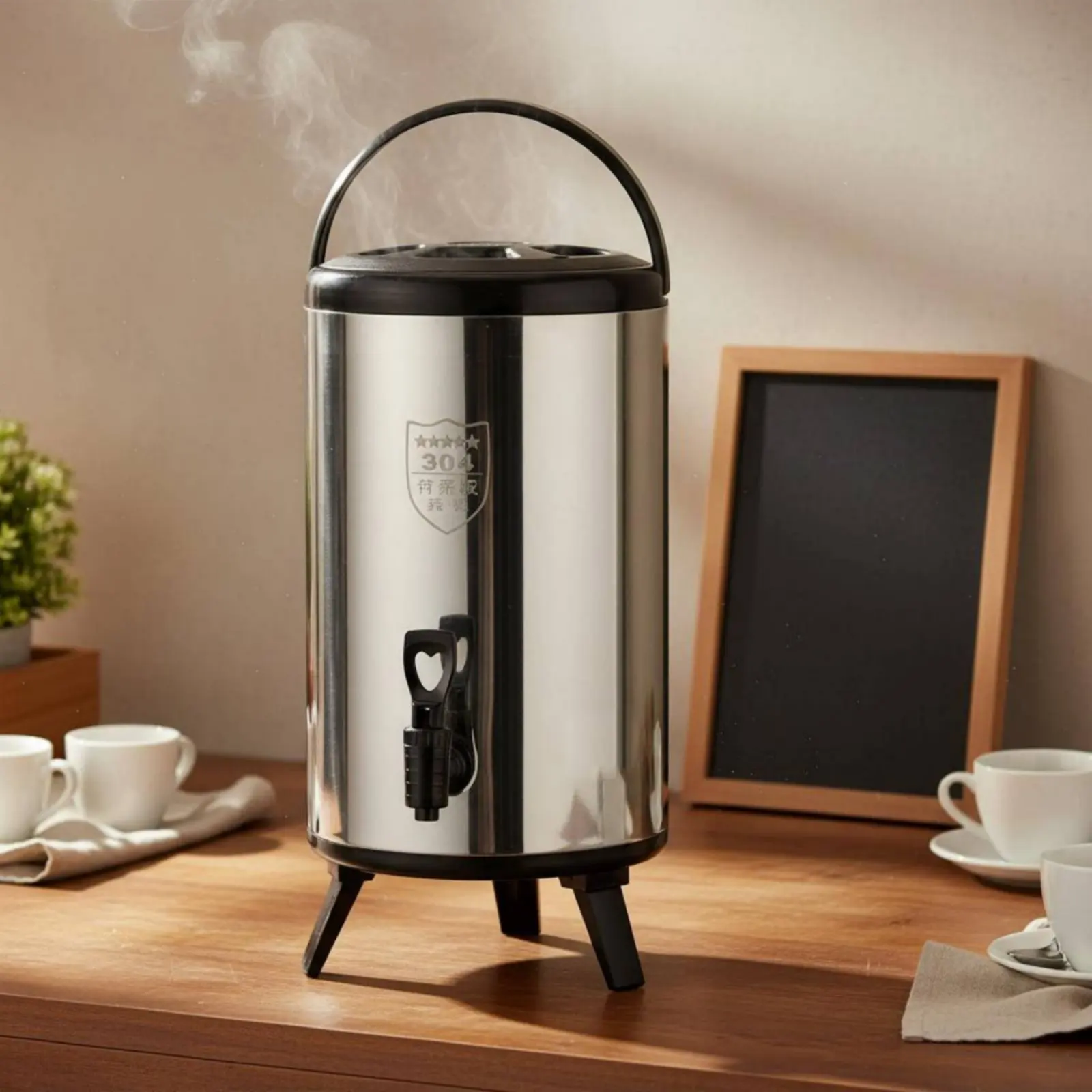 Stainless Steel Milk Tea Barrel Anti-Scald Exterior Insulated Beverage Dispenser Beverage Dispenser with Spigot Easy to Clean