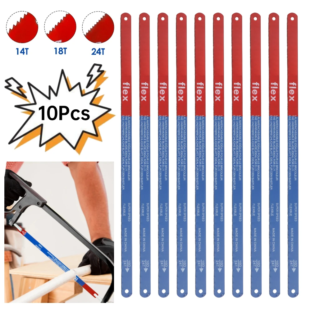 10PCS Sägeblatt 300mm Hand Sägeblätter 14T/18T/24T Bi-Metall Für Fleisch holz Schneiden Flexible Stahl Klapp Sägeblätter Schneiden Werkzeuge