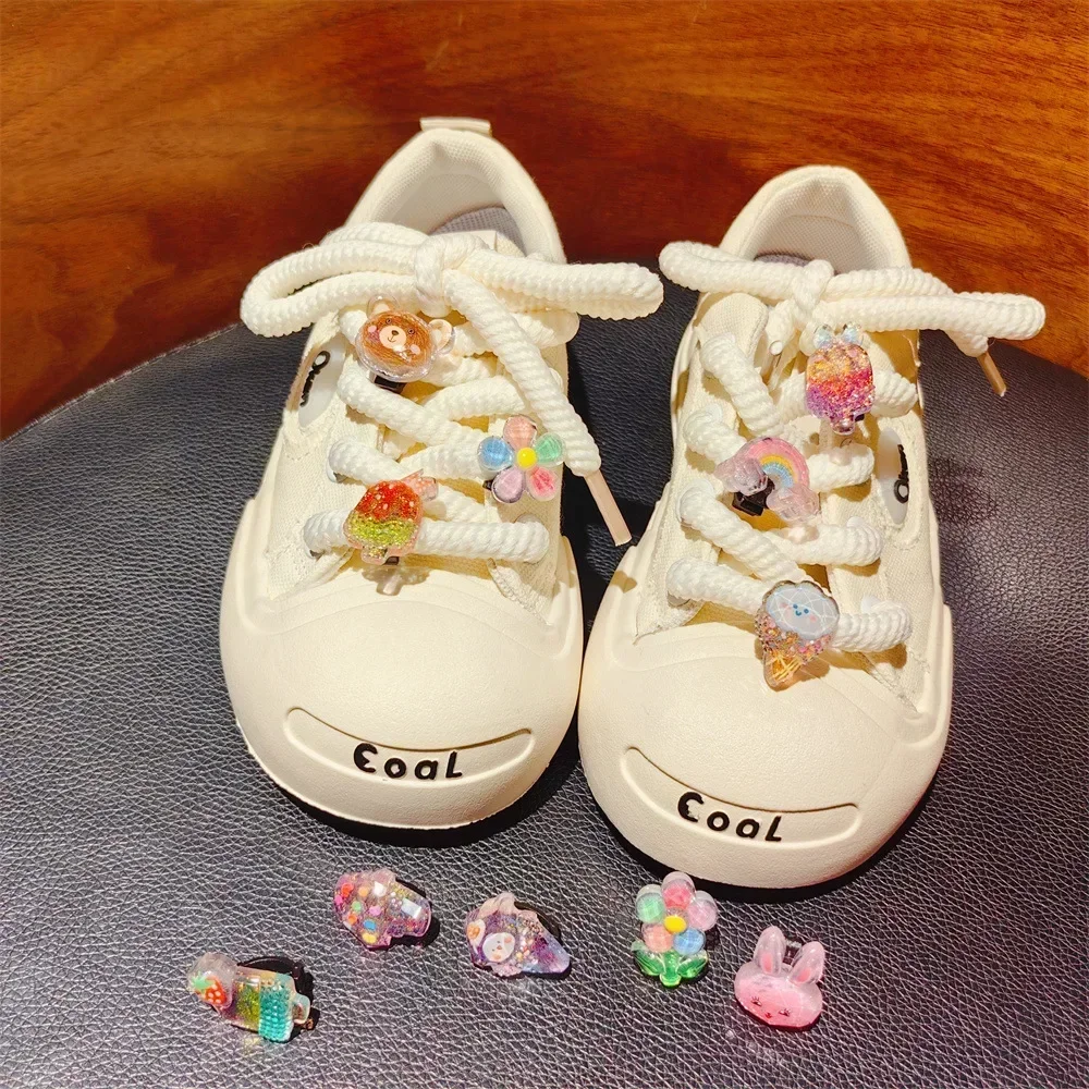 

1pcs Shoelace Decorative Clip Children's Bling Glitter Princess Ice Cream Rainbow Shoe Buckle Removable Shoe Charms Decorations