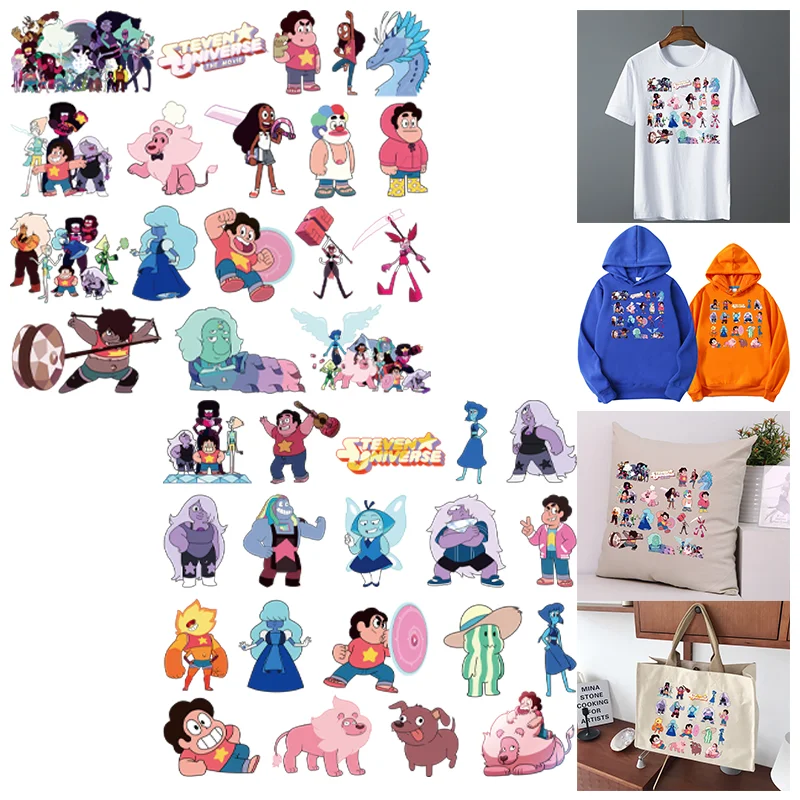 Anime Steven Universe Cute Small Print Pattern ,Heat-Adhesive Patches For Clothes Suitable for Hoodie,T-shirt,pillow,canva bag.