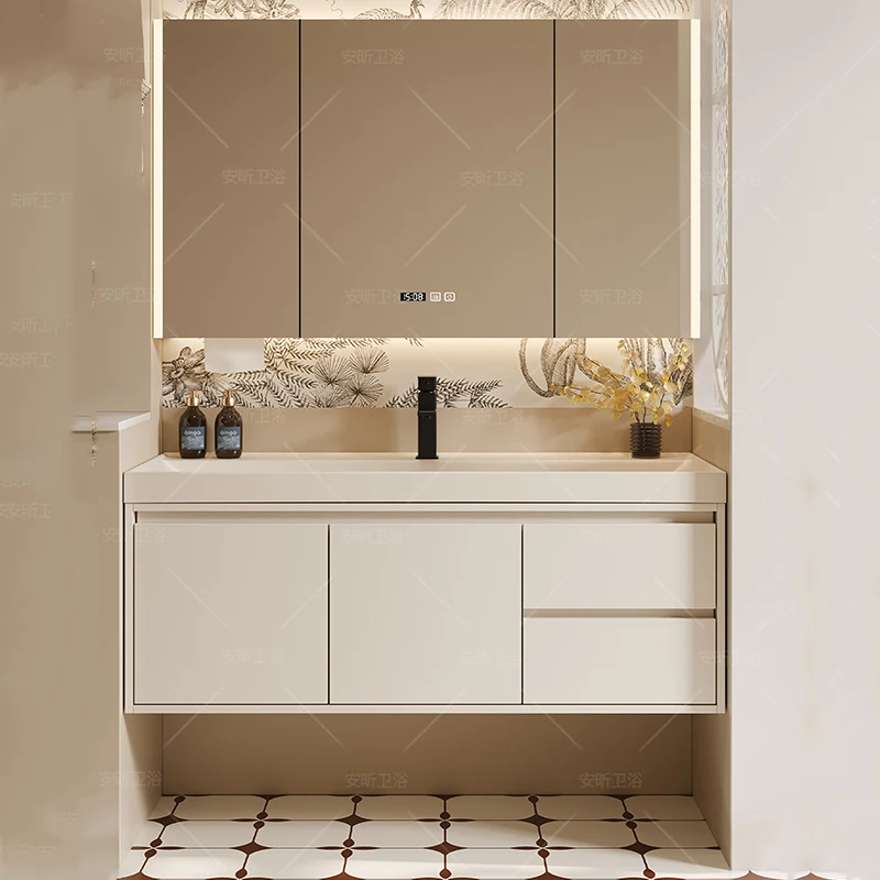 

White Cream Bathroom Cabinet Toilet Shelves Minimalist Unique Luxury Accent Cupboard Designer Vestidores Space Saving Furniture