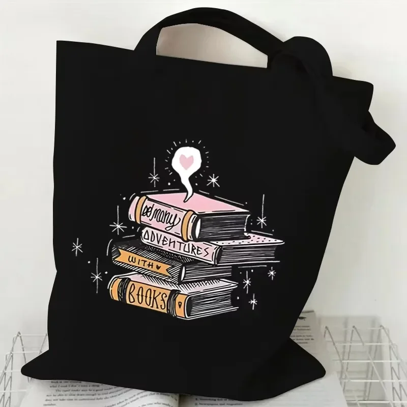 There Is No Such Thing As Too Many Books Canvas Tote Bag Book Coffee Flower Print Shoulder Bag Reusable Shopping Handbag